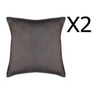 Pegane Lot de 2 coussins déhoussables - 45x45x6 cm - Gris foncé