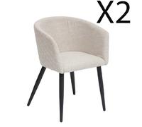 Pegane lot de 2 fauteuils de salle à manger - Beige