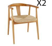 Pegane Lot de 2 fauteuils de salle à manger - Beige