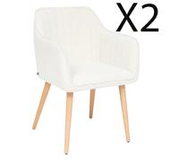 Pegane lot de 2 fauteuils en tissu - Blanc
