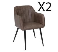 Pegane Lot de 2 fauteuils similicuir - Marron