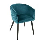 Pegane Lot de 2 fauteuils velours - Bleu canard