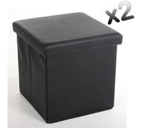 Pegane Lot de 2 poufs d'extérieur carrés - Noir