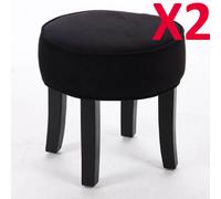 Pegane Lot de 2 poufs velours - Noir