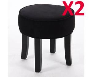 Pegane Lot de 2 poufs velours - Noir