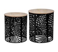 Pegane Lot de 2 tables basses carrées - Noir