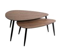 Pegane Lot de 2 tables basses rectangulaires - Noyer