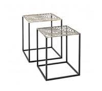 Pegane Lot de 2 tables d'appoint carrées - Noir et bronze