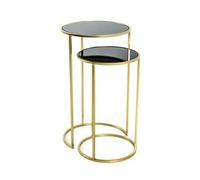 Pegane Lot de 2 tables d'appoint gigognes - Or/noir