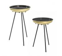 Pegane Lot de 2 tables d'appoint - Noir et or