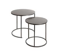 Pegane Lot de 2 tables d'appoint rondes - Gris