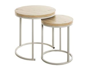 Pegane Lot de 2 tables d'appoint rondes - Gris chêne clair