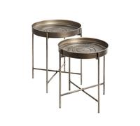 Pegane Lot de 2 tables d'appoint rondes - Noir cuivré