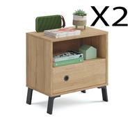 Pegane Lot de 2 tables de chevet - Chêne