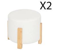 Pegane Lot de 2 tabourets d'appoint - Blanc