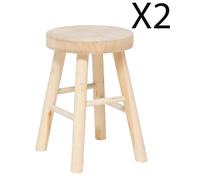 Pegane Lot de 2 tabourets d'appoint - Naturel