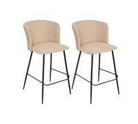 Pegane Lot de 2 tabourets de bar - Beige