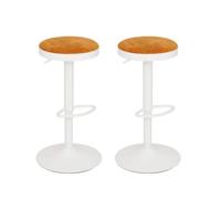 Pegane Lot de 2 tabourets de bar - Blanc et ocre