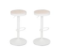 Pegane Lot de 2 tabourets de bar réglables - Blanc