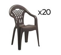 Pegane Lot de 20 chaises de jardin empilables - Marron