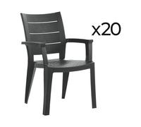 Pegane Lot de 20 chaises de jardin - Gris