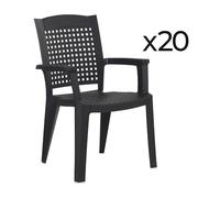 Pegane Lot de 20 chaises de jardin résine - Gris