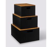 Pegane Lot de 3 boîtes de rangement bureau - Noir