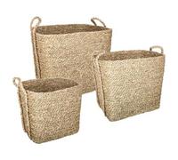 Pegane Lot de 3 paniers de rangement en osier - Naturel