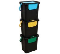 PEGANE Lot de 3 poubelles de tri 3 Bacs empilables, capacité 24 l - Longueur 26,5 x largeur 38,5 x Hauteur 109 cm