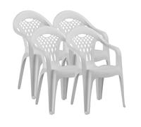 Pegane Lot de 4 chaises de jardin empilables - Blanc