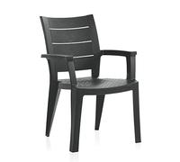 Pegane Lot de 4 chaises de jardin empilables - Gris