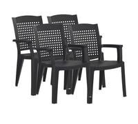 Pegane Lot de 4 chaises de jardin empilables - Gris