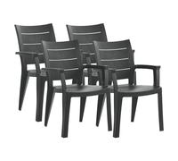 Pegane Lot de 4 chaises de jardin empilables - Gris