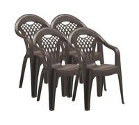 Pegane Lot de 4 chaises de jardin - Marron