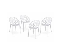 PEGANE Lot de 4 chaises de Salle à Manger/Cuisine pour intérieur ou extérieur Coloris Blanc - Longueur 59 x Largeur 59 x Hauteur 79 cm