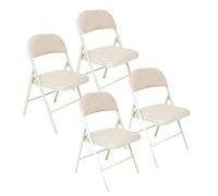 PEGANE Lot de 4 Chaises Pliante avec Structure en métal, Assise et Dossier Coloris Beige - Longueur 46,5 x Profondeur 46,5 x Hauteur 79,5 cm