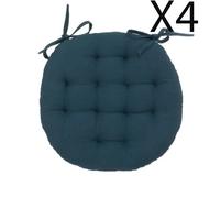 Pegane Lot de 4 Coussins de Chaise Ronds - Bleu Foncé