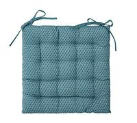 PEGANE Lot de 4 Galettes de Chaise Bleu Canard à Motifs - 38 x 38 cm