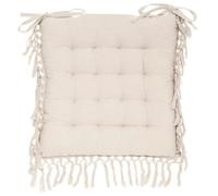 PEGANE Lot de 4 galettes de Chaise carrées Coloris Ivoire en Coton - Longueur 40 x Profondeur 40 x Hauteur 5 cm