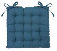 PEGANE Lot de 4 galettes de Chaise en Coton et Polyester Coloris Bleu Canard - Dim : L 38 x l 38 cm