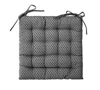 PEGANE - Lot de 4 Galettes de Chaise Gris à Motifs en Coton - 38 x 38 cm