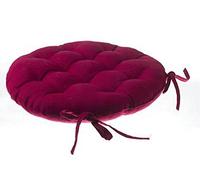 PEGANE - Lot de 4 Galettes de Chaise Ronde en Coton Coloris Rouge - Diamètre 38 cm