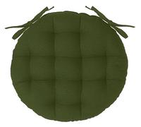 PEGANE Lot de 4 galettes de Chaise Rondes Coloris Vert Kaki en Coton - Diamètre 38 x Hauteur 6,5 cm