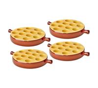 PEGANE Lot de 4 poêlons à escargots 12 Trous en Porcelaine Plat pour escargots avec poignée,Passe au Four et Lave-Vaisselle - 18 x 3,2 cm