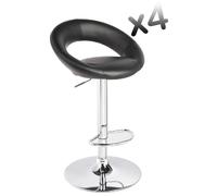 Pegane Lot de 4 tabourets de bar Eclipse - Noir