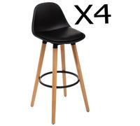 Pegane lot de 4 tabourets de bar - Noir