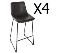 Pegane Lot de 4 tabourets de bar - Noir