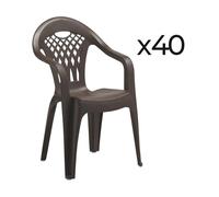 Pegane Lot de 40 chaises de jardin empilables - Marron