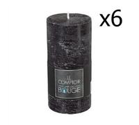 Pegane Lot 6 Bougies Cylindriques Longues Noires