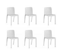 Pegane Lot de 6 chaises de jardin empilables - Blanc